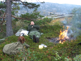 Scott - mid-day rest in Telemark mountains
